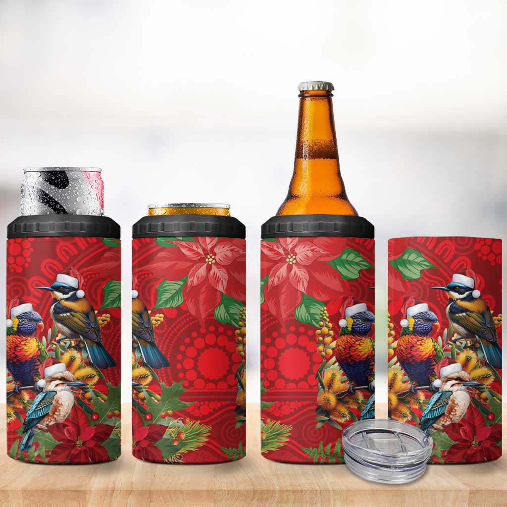 Aussie Native Bird 4 in 1 Can Cooler Tumbler Aboriginal Inspired Christmas - Aussie Hoodie