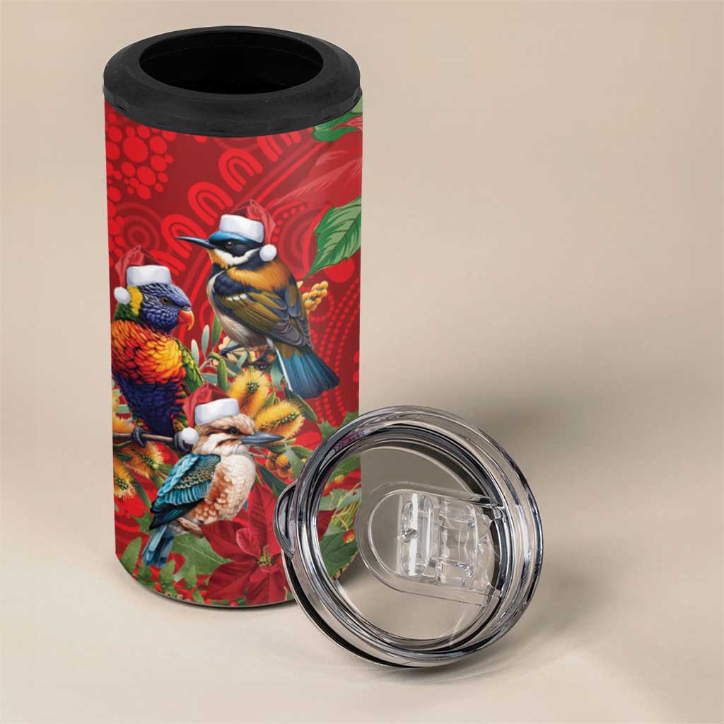 Aussie Native Bird 4 in 1 Can Cooler Tumbler Aboriginal Inspired Christmas - Aussie Hoodie