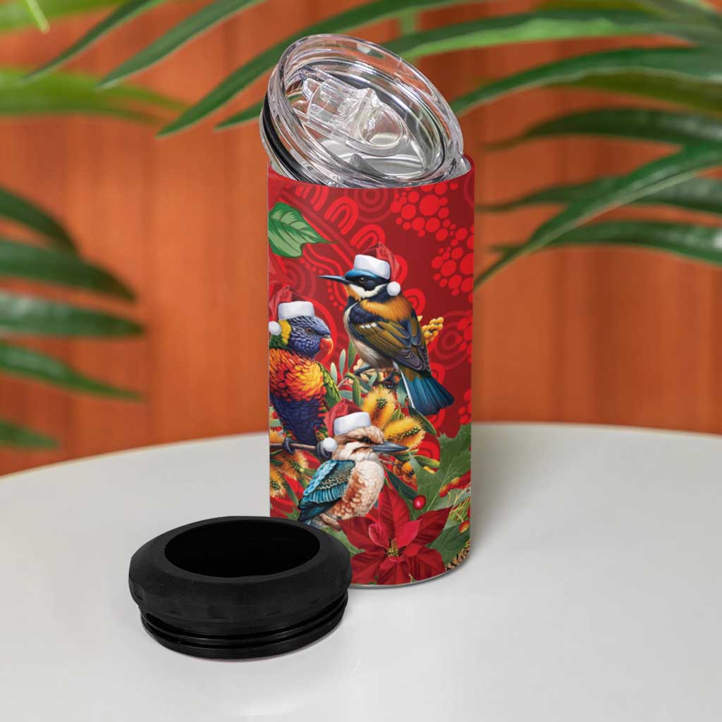 Aussie Native Bird 4 in 1 Can Cooler Tumbler Aboriginal Inspired Christmas - Aussie Hoodie