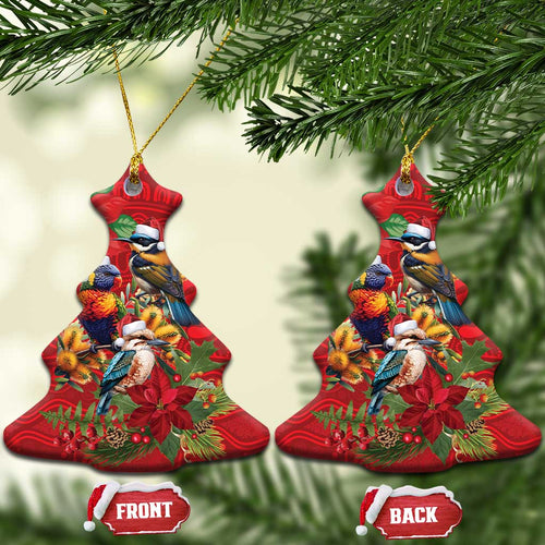 Aussie Native Bird Ceramic Ornament Aboriginal Inspired Christmas - Aussie Hoodie
