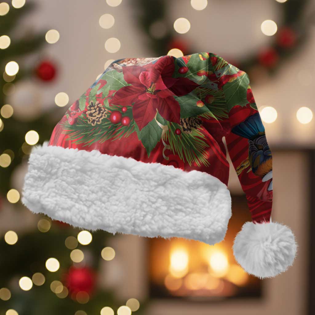 Aussie Native Bird Christmas Santa Hat Aboriginal Inspired Christmas - Aussie Hoodie