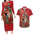 Aussie Native Bird Couples Matching Long Sleeve Bodycon Dress and Hawaiian Shirt Aboriginal Inspired Christmas - Aussie Hoodie