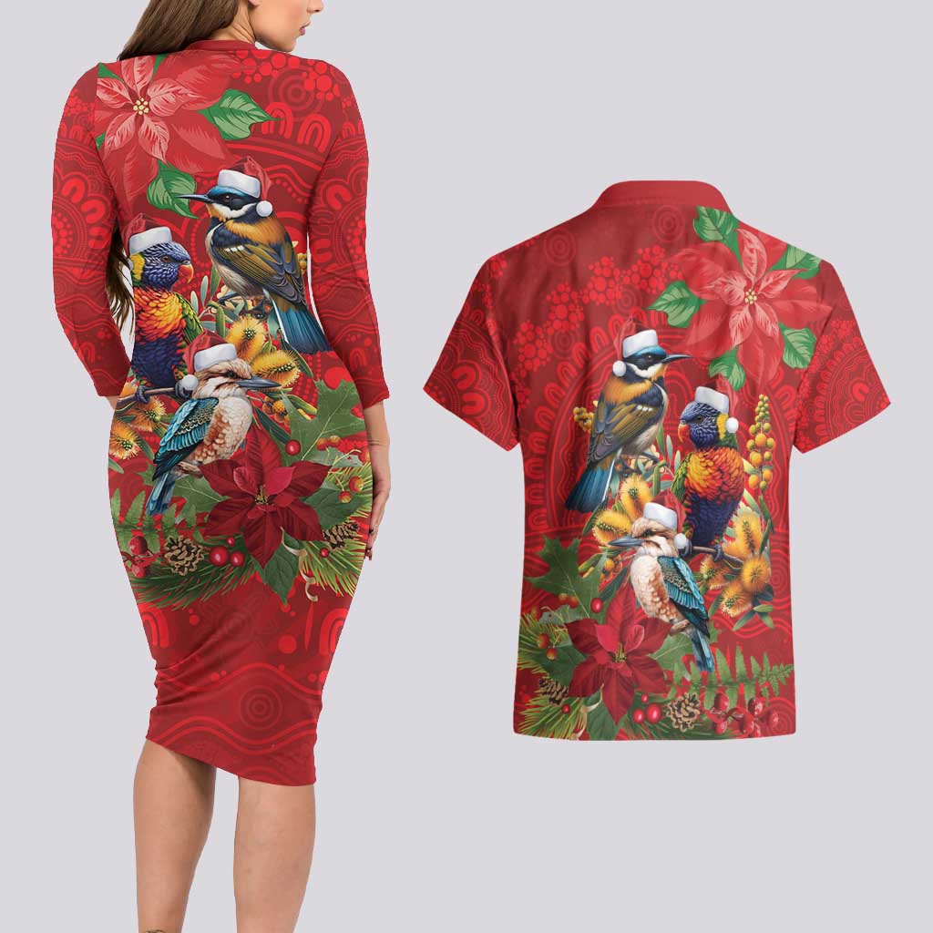 Aussie Native Bird Couples Matching Long Sleeve Bodycon Dress and Hawaiian Shirt Aboriginal Inspired Christmas - Aussie Hoodie