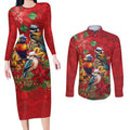 Aussie Native Bird Couples Matching Long Sleeve Bodycon Dress and Long Sleeve Button Shirt Aboriginal Inspired Christmas - Aussie Hoodie