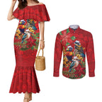 Aussie Native Bird Couples Matching Mermaid Dress and Long Sleeve Button Shirt Aboriginal Inspired Christmas - Aussie Hoodie