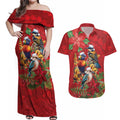 Aussie Native Bird Couples Matching Off Shoulder Maxi Dress and Hawaiian Shirt Aboriginal Inspired Christmas - Aussie Hoodie