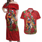 Aussie Native Bird Couples Matching Off Shoulder Maxi Dress and Hawaiian Shirt Aboriginal Inspired Christmas - Aussie Hoodie
