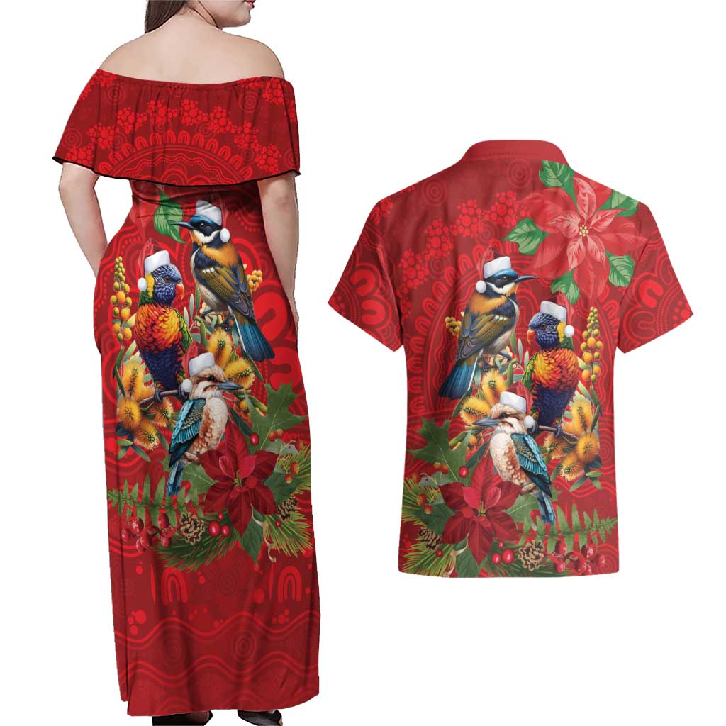 Aussie Native Bird Couples Matching Off Shoulder Maxi Dress and Hawaiian Shirt Aboriginal Inspired Christmas - Aussie Hoodie