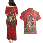 Aussie Native Bird Couples Matching Puletasi and Hawaiian Shirt Aboriginal Inspired Christmas - Aussie Hoodie