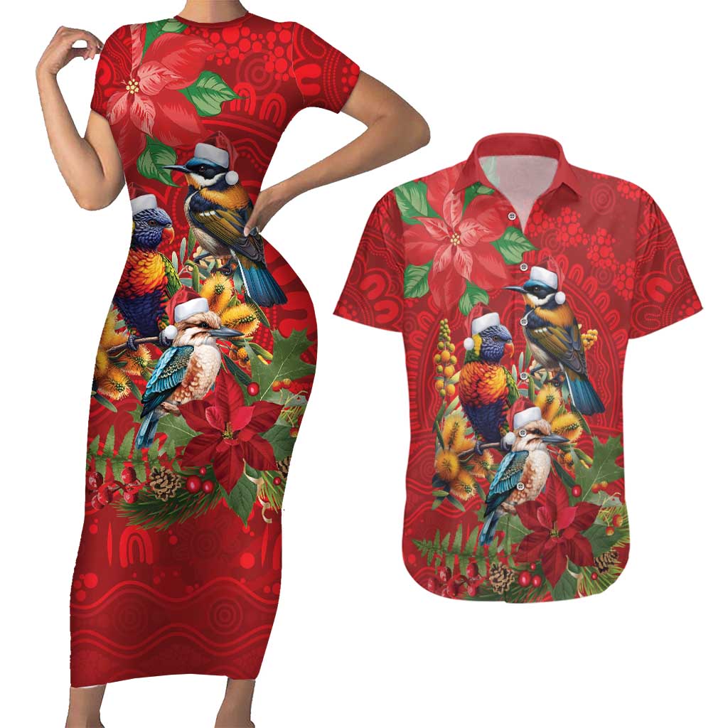 Aussie Native Bird Couples Matching Short Sleeve Bodycon Dress and Hawaiian Shirt Aboriginal Inspired Christmas - Aussie Hoodie