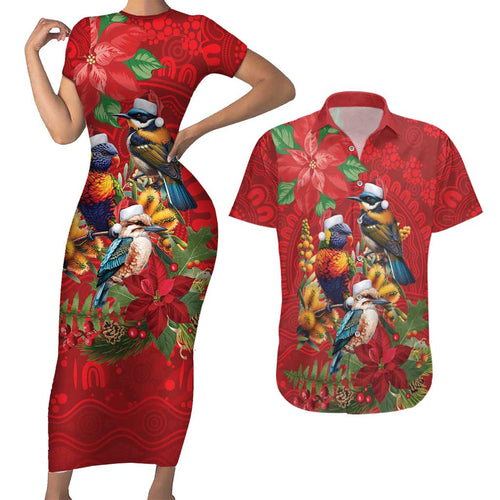 Aussie Native Bird Couples Matching Short Sleeve Bodycon Dress and Hawaiian Shirt Aboriginal Inspired Christmas - Aussie Hoodie