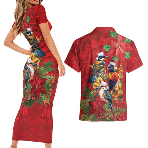 Aussie Native Bird Couples Matching Short Sleeve Bodycon Dress and Hawaiian Shirt Aboriginal Inspired Christmas - Aussie Hoodie