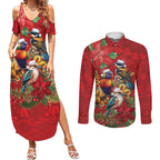 Aussie Native Bird Couples Matching Summer Maxi Dress and Long Sleeve Button Shirt Aboriginal Inspired Christmas - Aussie Hoodie