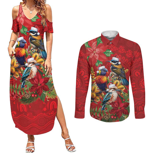 Aussie Native Bird Couples Matching Summer Maxi Dress and Long Sleeve Button Shirt Aboriginal Inspired Christmas - Aussie Hoodie