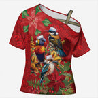 Aussie Native Bird Cross Shoulder Shirt Aboriginal Inspired Christmas - Aussie Hoodie