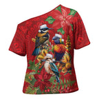 Aussie Native Bird Cross Shoulder Shirt Aboriginal Inspired Christmas - Aussie Hoodie