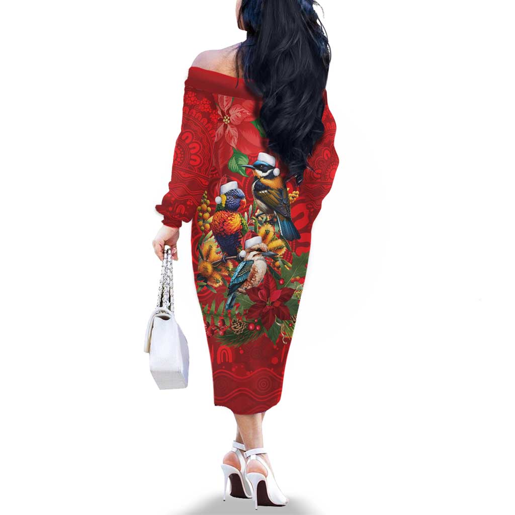 Aussie Native Bird Family Matching Off The Shoulder Long Sleeve Dress and Hawaiian Shirt Aboriginal Inspired Christmas - Aussie Hoodie