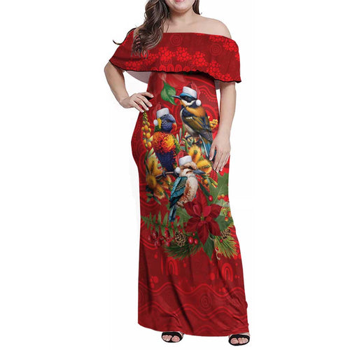 Aussie Native Bird Family Matching Off Shoulder Maxi Dress and Hawaiian Shirt Aboriginal Inspired Christmas - Aussie Hoodie