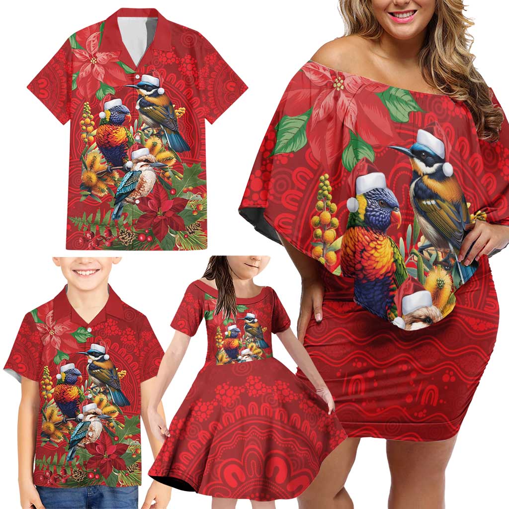 Aussie Native Bird Family Matching Off Shoulder Short Dress and Hawaiian Shirt Aboriginal Inspired Christmas - Aussie Hoodie