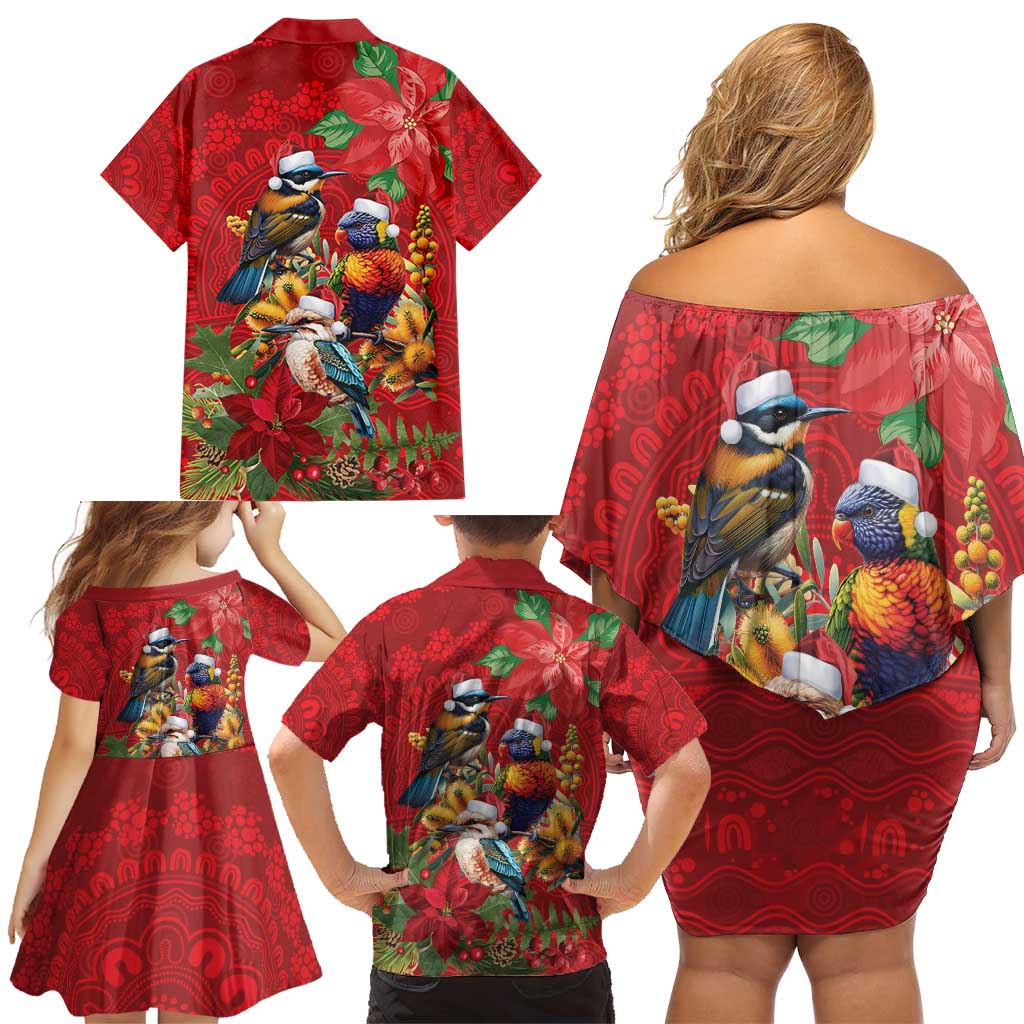 Aussie Native Bird Family Matching Off Shoulder Short Dress and Hawaiian Shirt Aboriginal Inspired Christmas - Aussie Hoodie