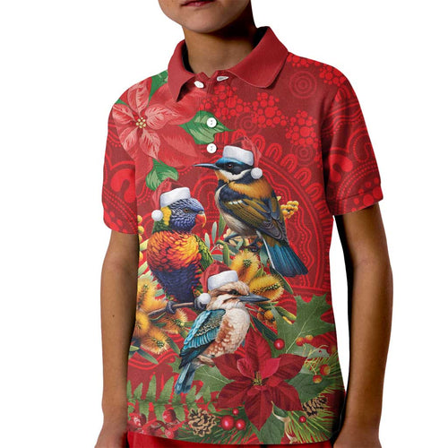 Aussie Native Bird Kid Polo Shirt Aboriginal Inspired Christmas - Aussie Hoodie