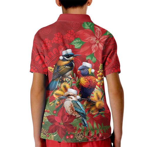 Aussie Native Bird Kid Polo Shirt Aboriginal Inspired Christmas - Aussie Hoodie