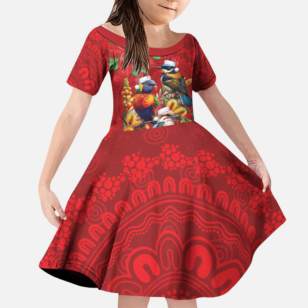 Aussie Native Bird Kid Short Sleeve Dress Aboriginal Inspired Christmas - Aussie Hoodie