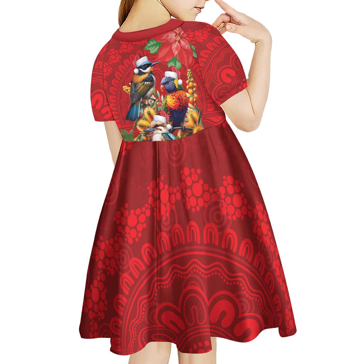 Aussie Native Bird Kid Short Sleeve Dress Aboriginal Inspired Christmas - Aussie Hoodie