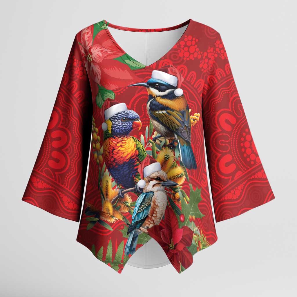 Aussie Native Bird Kimono Sleeve Blouse Aboriginal Inspired Christmas - Aussie Hoodie