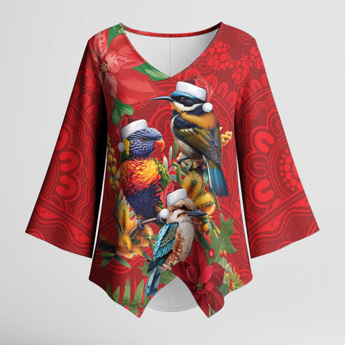 Aussie Native Bird Kimono Sleeve Blouse Aboriginal Inspired Christmas - Aussie Hoodie