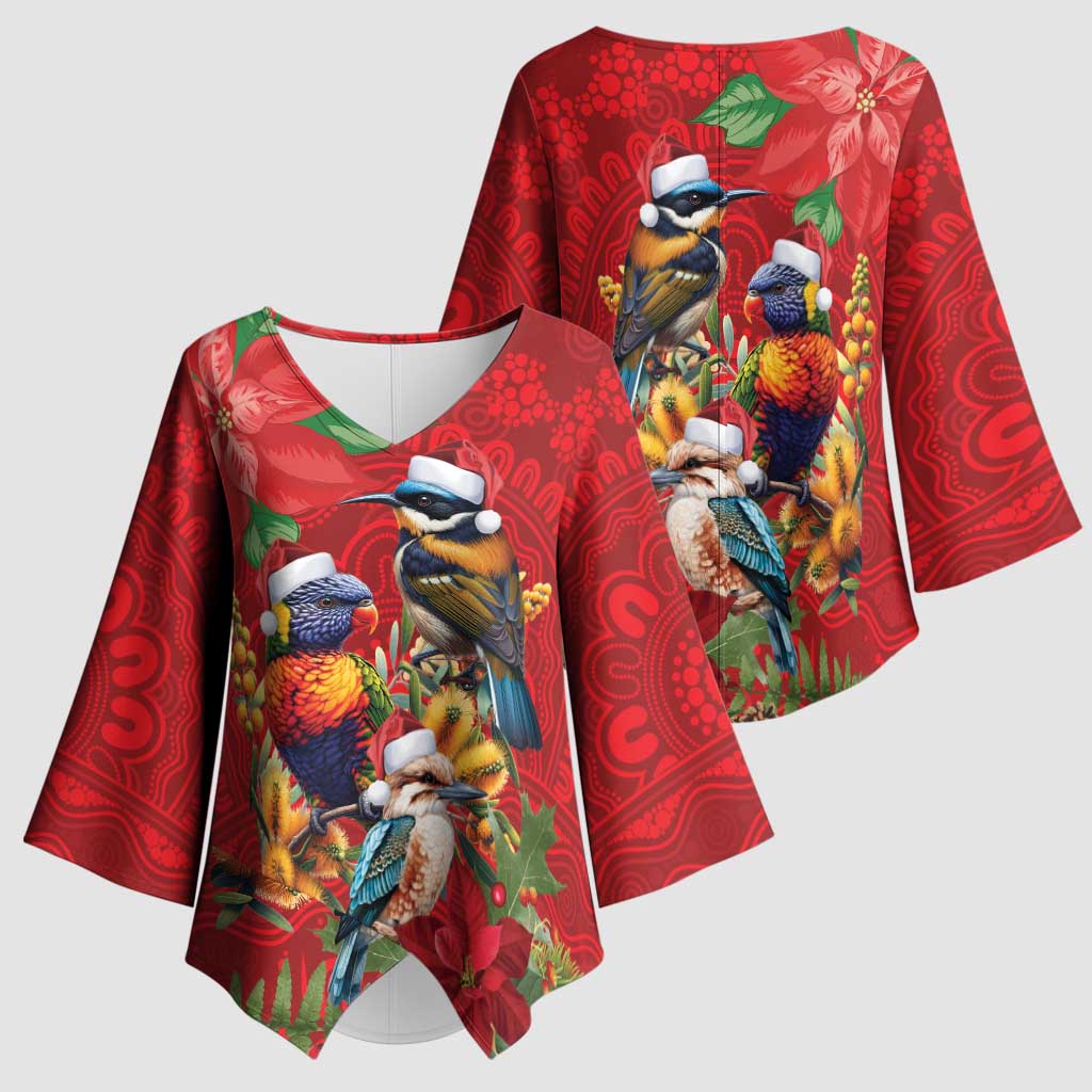 Aussie Native Bird Kimono Sleeve Blouse Aboriginal Inspired Christmas - Aussie Hoodie