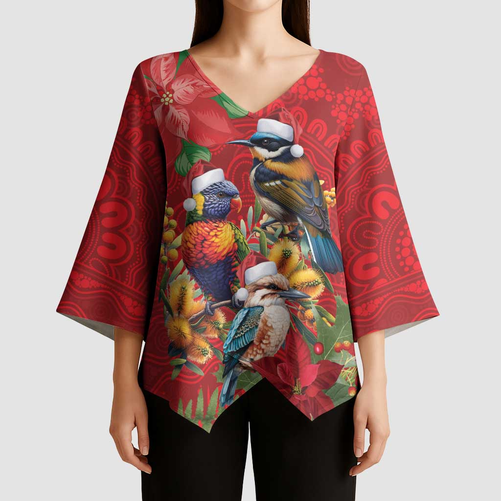 Aussie Native Bird Kimono Sleeve Blouse Aboriginal Inspired Christmas - Aussie Hoodie