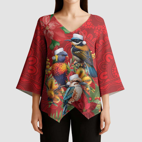 Aussie Native Bird Kimono Sleeve Blouse Aboriginal Inspired Christmas - Aussie Hoodie