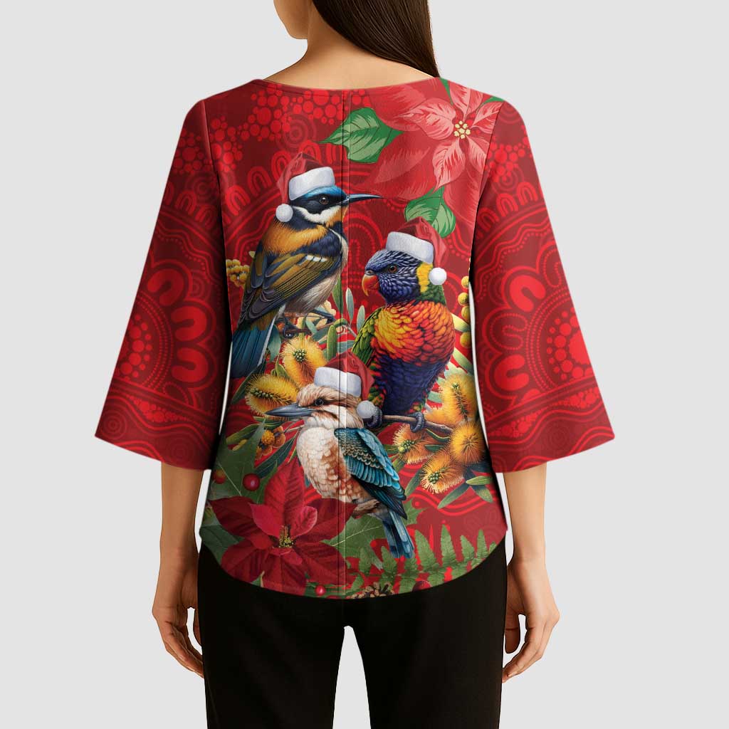 Aussie Native Bird Kimono Sleeve Blouse Aboriginal Inspired Christmas - Aussie Hoodie