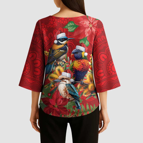 Aussie Native Bird Kimono Sleeve Blouse Aboriginal Inspired Christmas - Aussie Hoodie