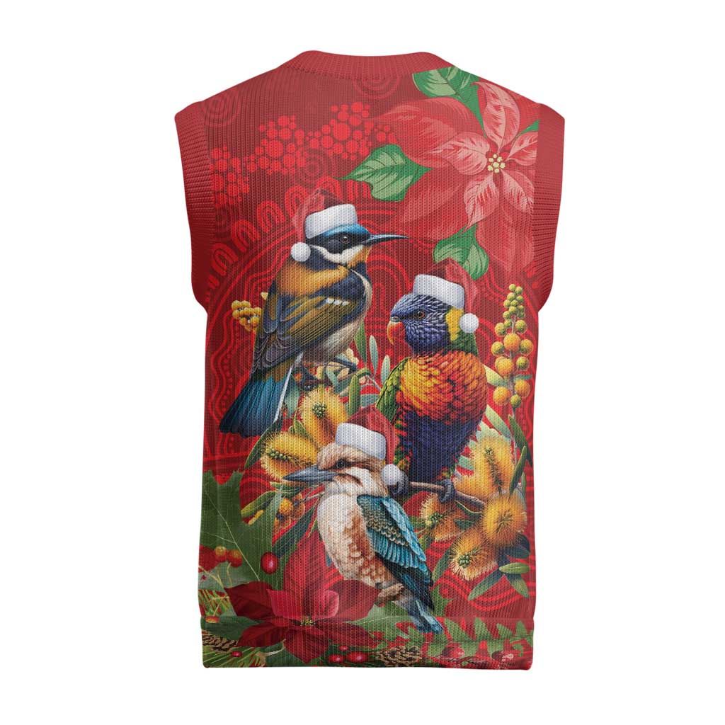 Aussie Native Bird Christmas Knitted V-Neck Vest Aboriginal Inspired Christmas - Aussie Hoodie