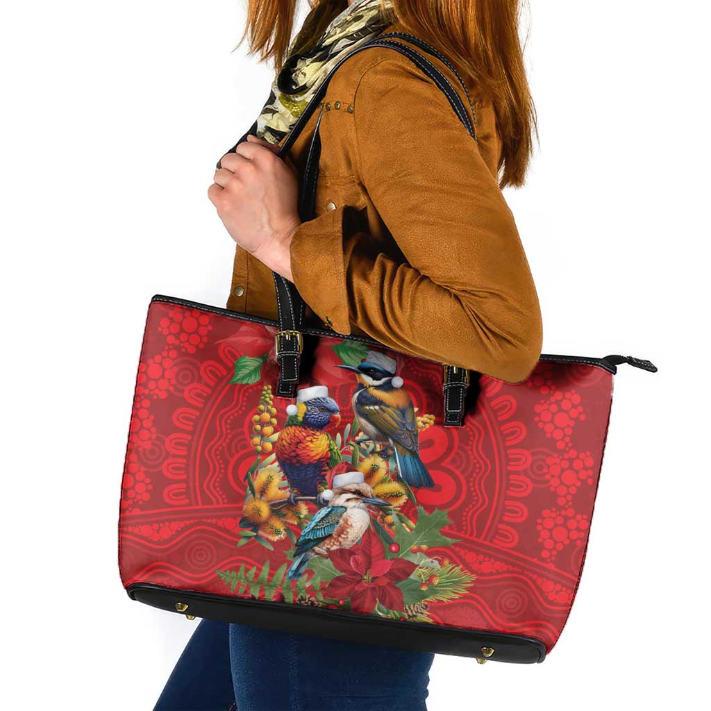 Aussie Native Bird Leather Tote Bag Aboriginal Inspired Christmas - Aussie Hoodie