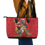 Aussie Native Bird Leather Tote Bag Aboriginal Inspired Christmas - Aussie Hoodie