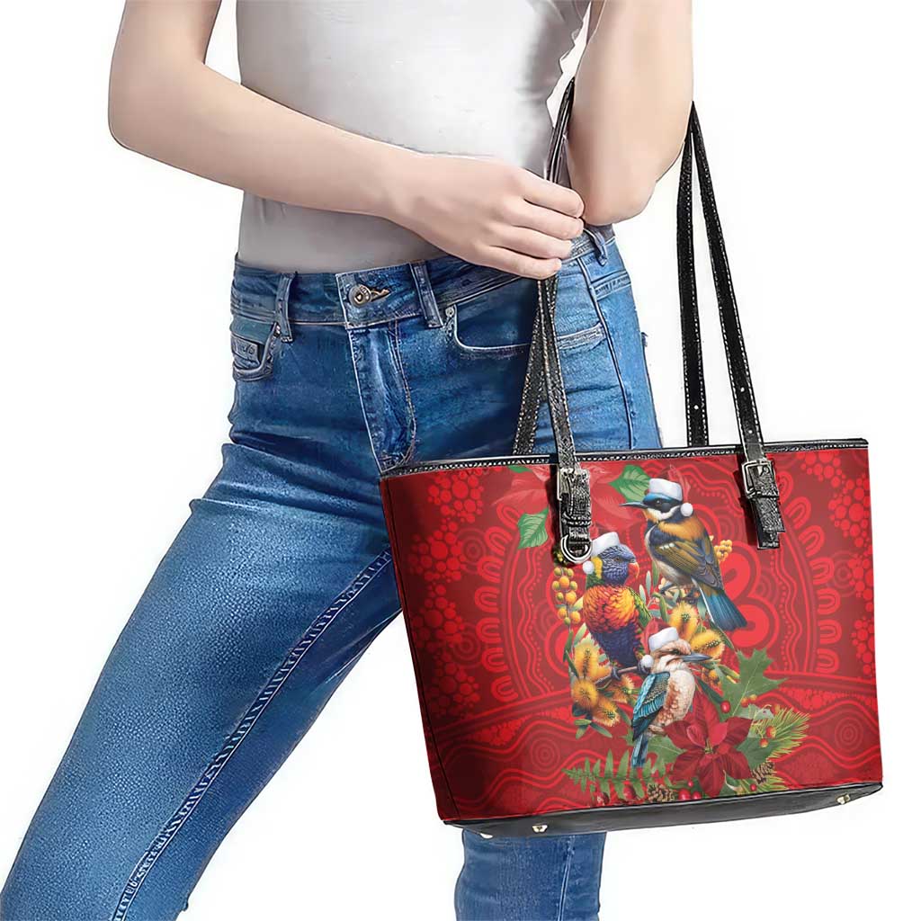 Aussie Native Bird Leather Tote Bag Aboriginal Inspired Christmas - Aussie Hoodie