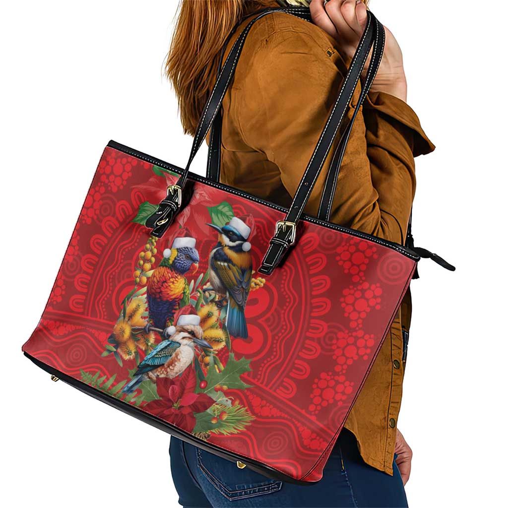 Aussie Native Bird Leather Tote Bag Aboriginal Inspired Christmas - Aussie Hoodie
