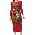 Aussie Native Bird Long Sleeve Bodycon Dress Aboriginal Inspired Christmas - Aussie Hoodie