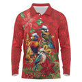 Aussie Native Bird Long Sleeve Polo Shirt Aboriginal Inspired Christmas - Aussie Hoodie