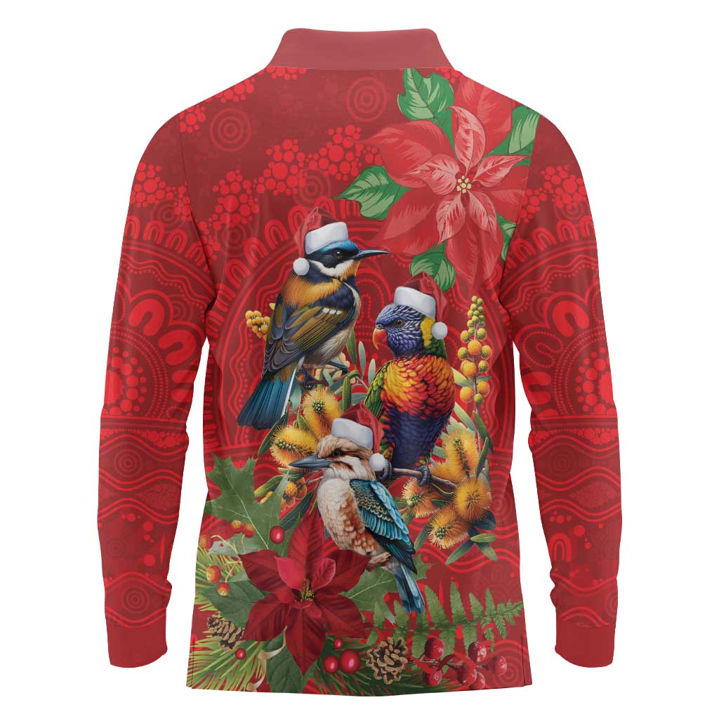 Aussie Native Bird Long Sleeve Polo Shirt Aboriginal Inspired Christmas - Aussie Hoodie