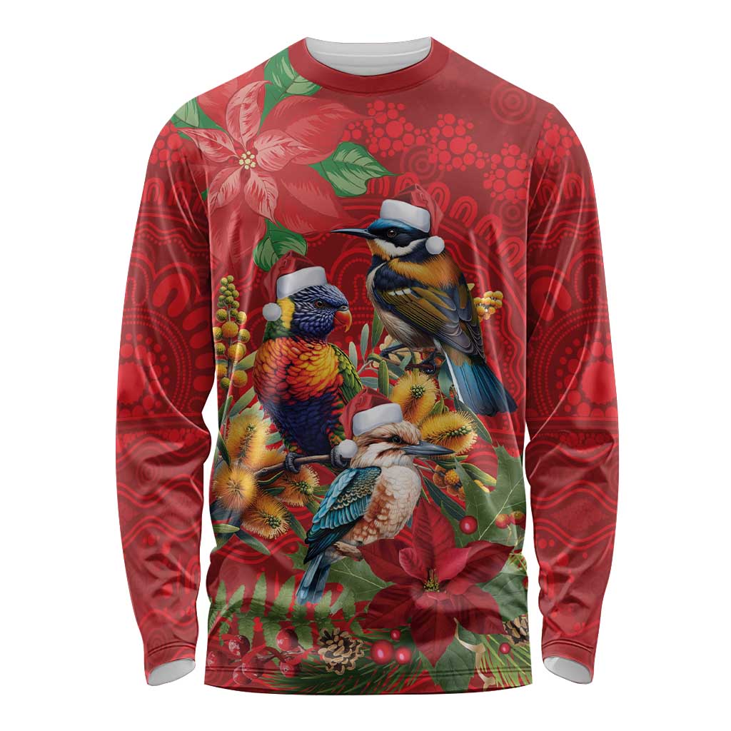 Aussie Native Bird Long Sleeve Shirt Aboriginal Inspired Christmas - Aussie Hoodie