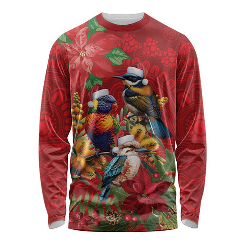 Aussie Native Bird Long Sleeve Shirt Aboriginal Inspired Christmas - Aussie Hoodie