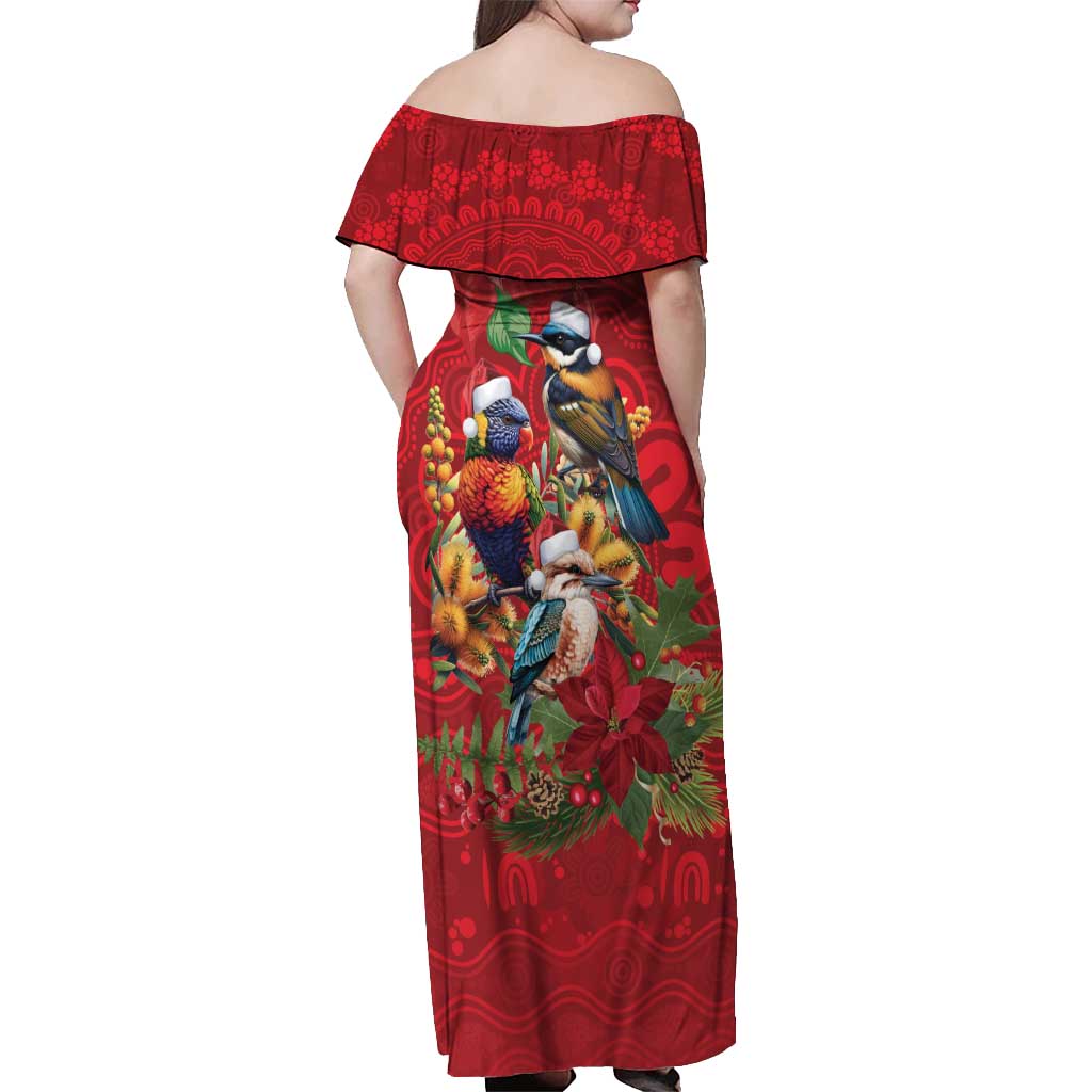 Aussie Native Bird Off Shoulder Maxi Dress Aboriginal Inspired Christmas - Aussie Hoodie