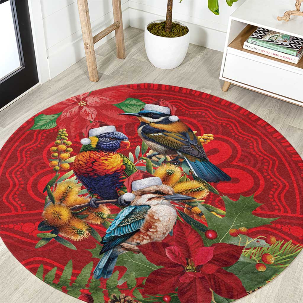 Aussie Native Bird Round Carpet Aboriginal Inspired Christmas - Aussie Hoodie