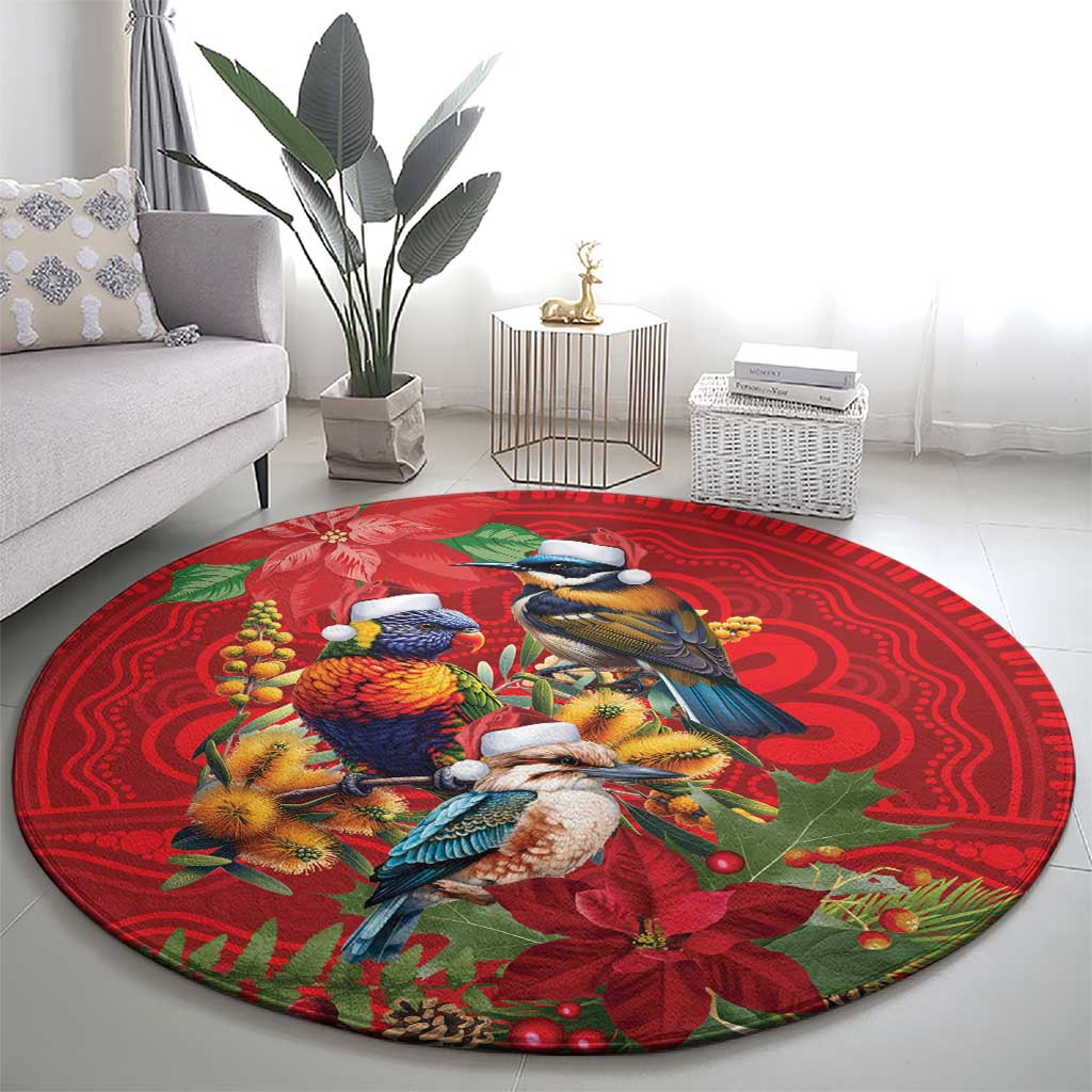 Aussie Native Bird Round Carpet Aboriginal Inspired Christmas - Aussie Hoodie