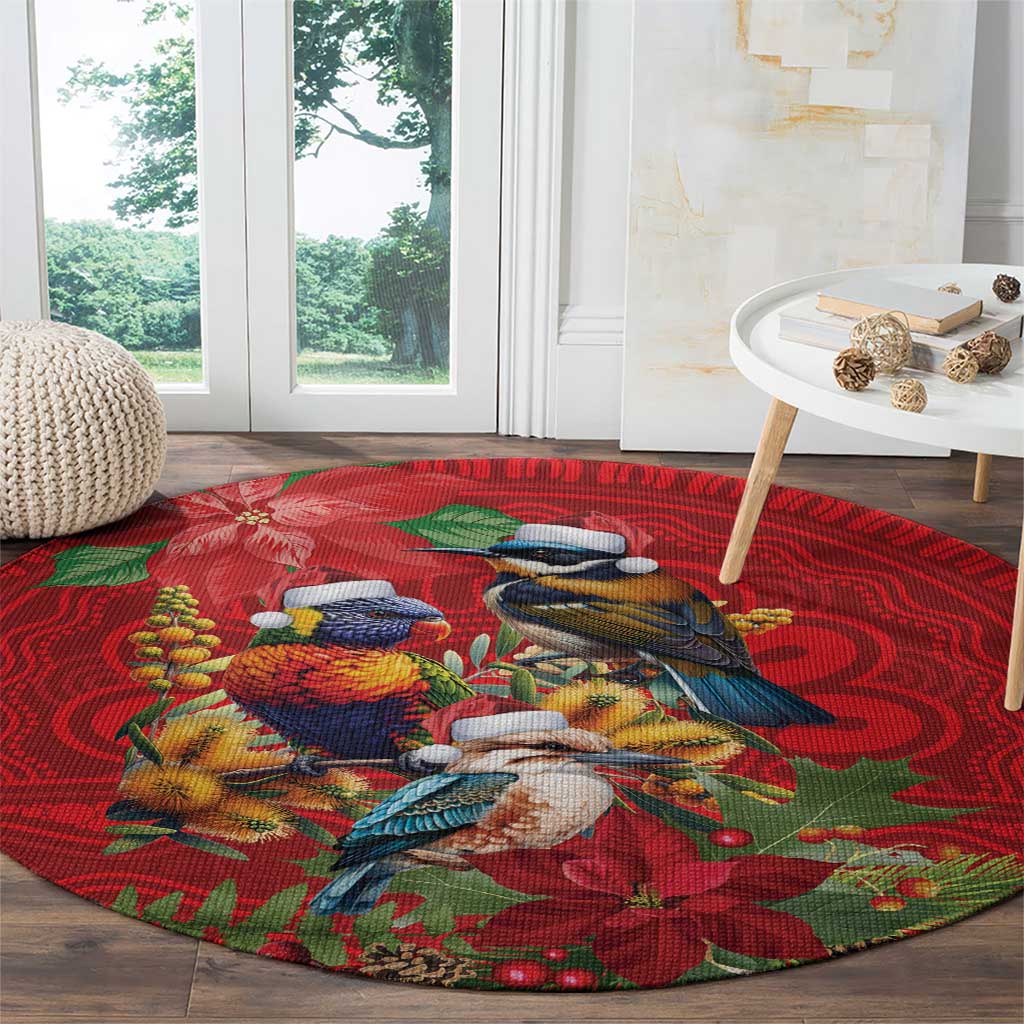 Aussie Native Bird Round Carpet Aboriginal Inspired Christmas - Aussie Hoodie