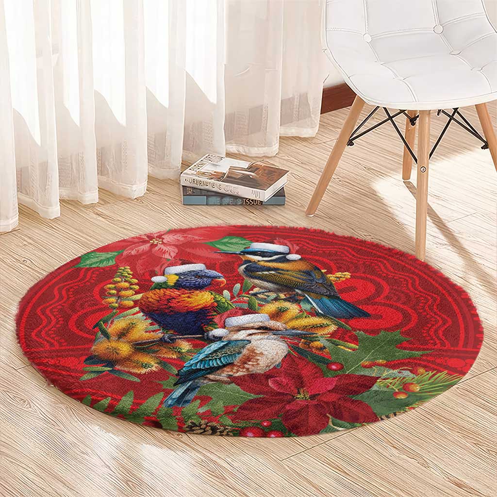 Aussie Native Bird Round Carpet Aboriginal Inspired Christmas - Aussie Hoodie